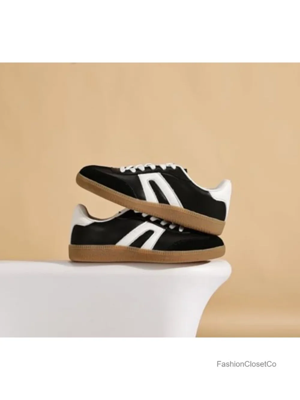 Lace Detail Retro Walking Shoes - Gum Sole Casual Tennis - Anti Slip Trainers
